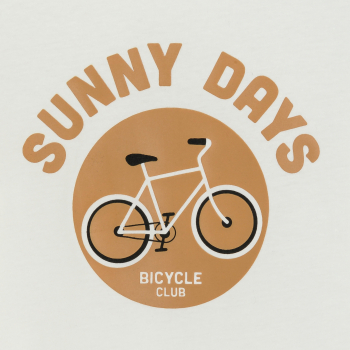 تيشيرت أبيض بأكمام قصيرة بنقش صورة دراجة للأولاد